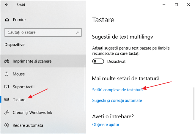 limba tastatura windows 10